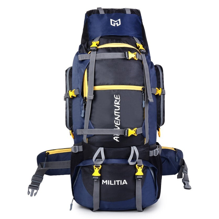 Adventure Trekking Bag Rucksack 80 litres for hiking travelling camping with rain cover(grey-black)