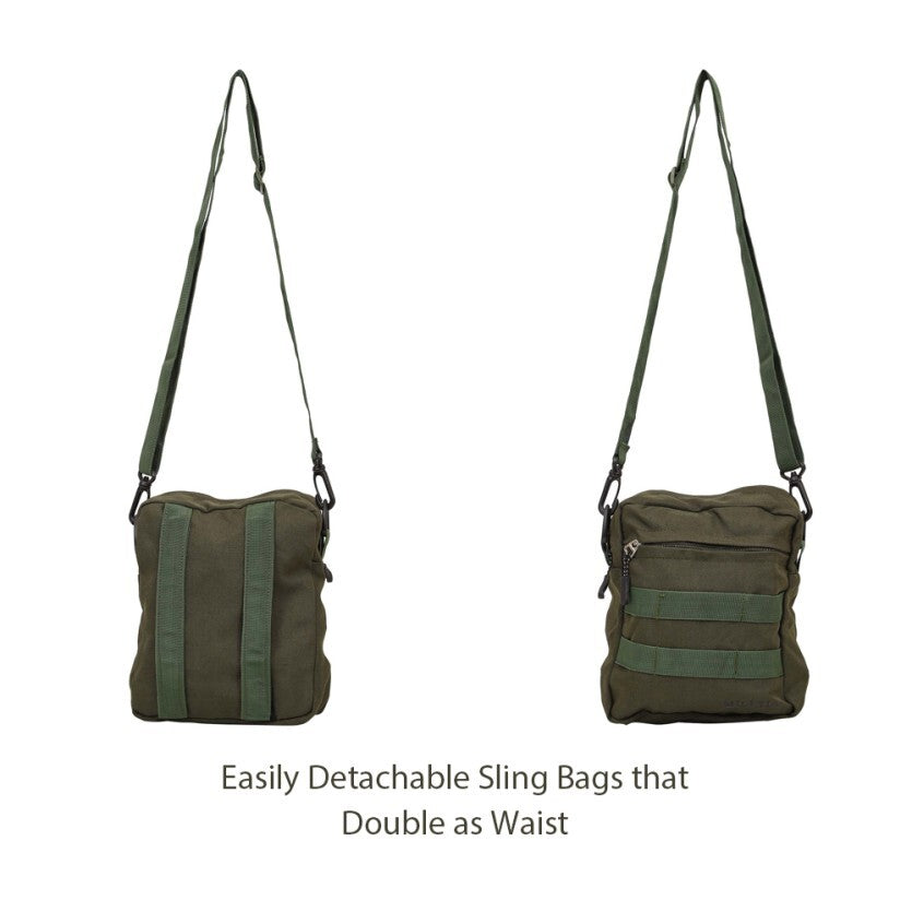 Militia 45L Military Green Backpack with Waist Pouch