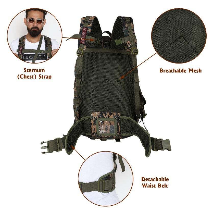 Militia Wandertac Green Cobra 45L Backpack College Bag School Bag Traveler Bag Patrol Bag
