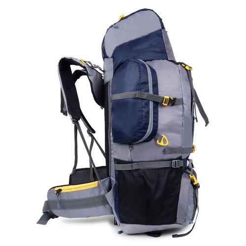 Adventure Trekking Bag Rucksack 80 litres for hiking travelling camping with rain cover(blue-grey)