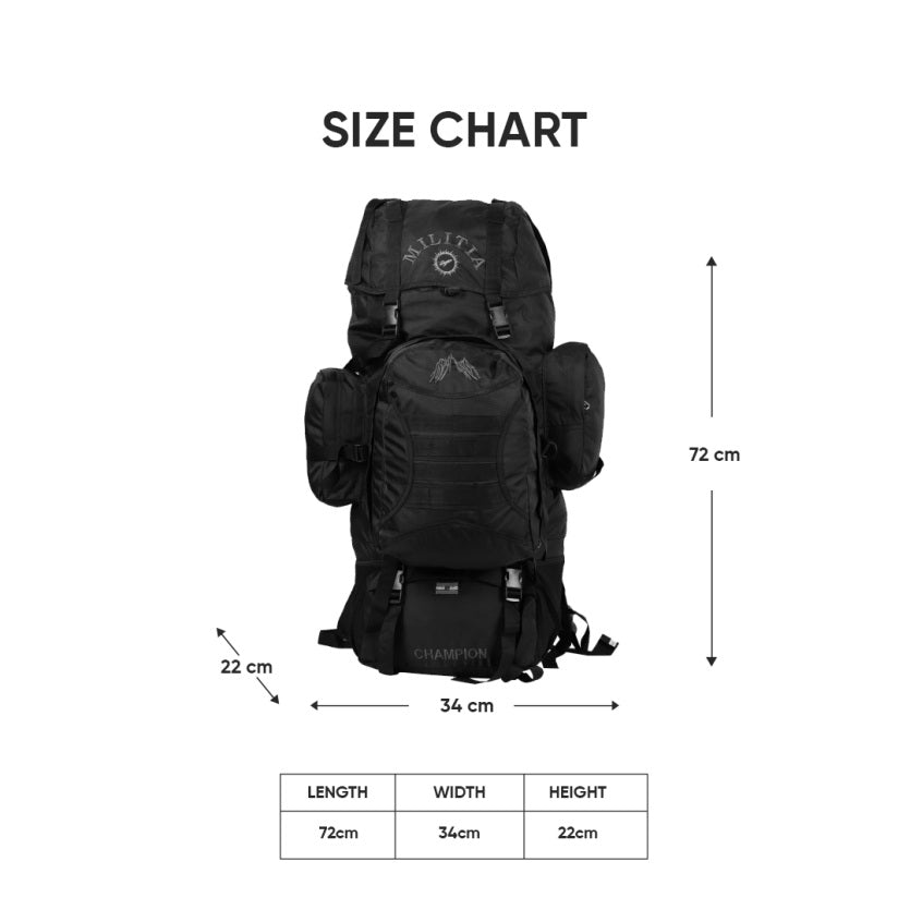 Militia Champion Black Rucksack 80 L