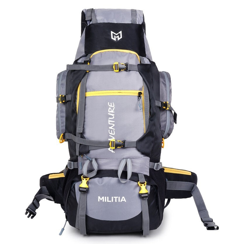 Adventure Trekking Bag Rucksack 80 litres for hiking travelling camping with rain cover(blue-black)