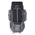 Trekafix MILITIA Outdoor Backpacking Pack, Large Capacity, Water Bottle Holder, Unisex Grey - Black