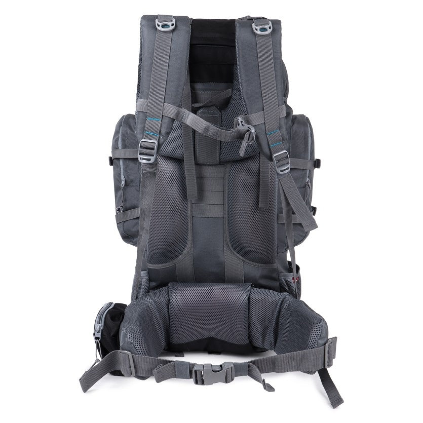 Trekafix MILITIA Outdoor Backpacking Pack, Large Capacity, Water Bottle Holder, Unisex Grey - Black