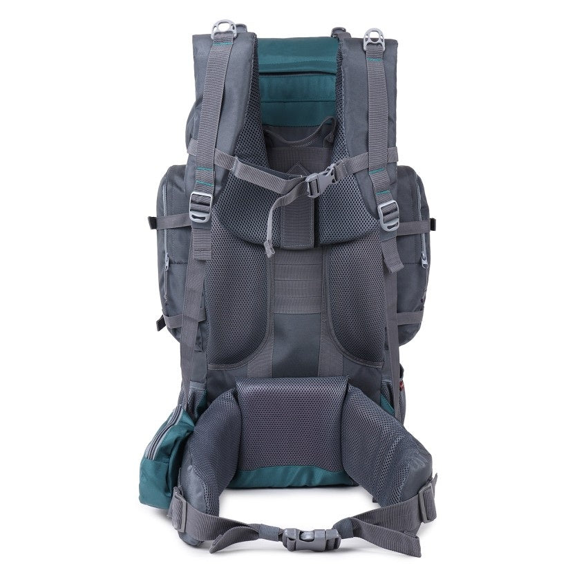Trekafix MILITIA Outdoor Backpacking Pack, Large Capacity, Water Bottle Holder, Unisex Grey - Blue